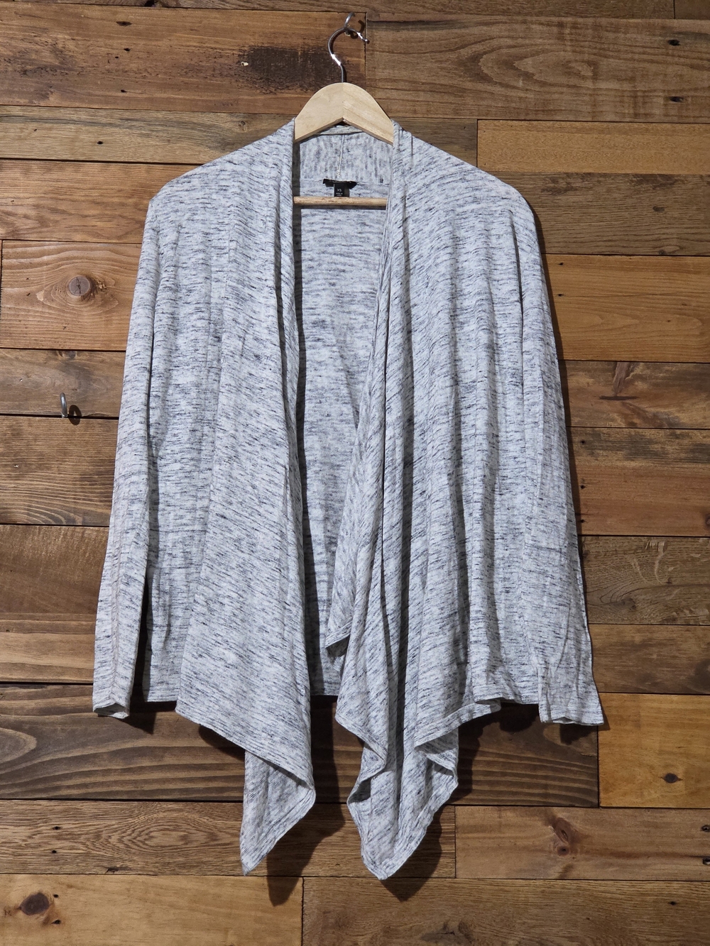 100% Cotton Talbots XS Heather Gray Waterfall Open Front Cardigan Draped Hem